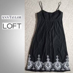 Ann Taylor Loft black dress with embroidered design women's size 2